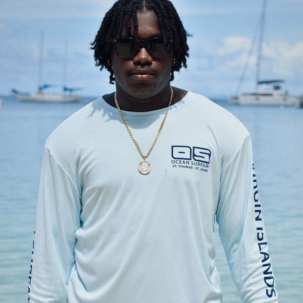 OS USVI SPF 50+ Perf Men's LS Ice Blue SB
