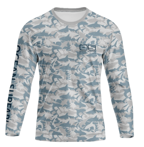 OS USVI SPF 50+ Perf Men's LS Grey Shark SB
