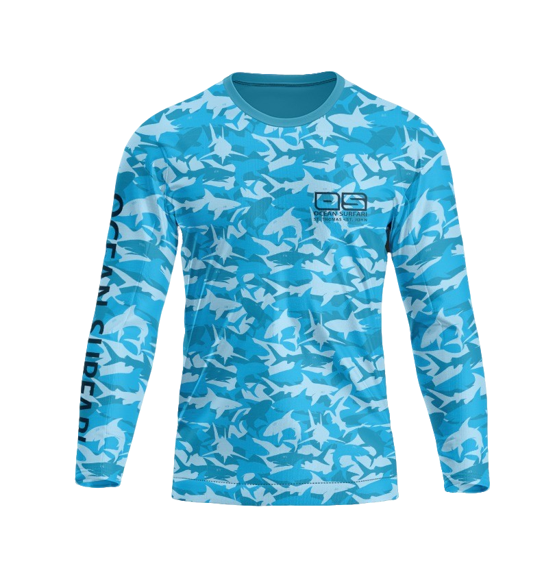 OS USVI SPF 50+ Perf Men's LS Blue Shark SB