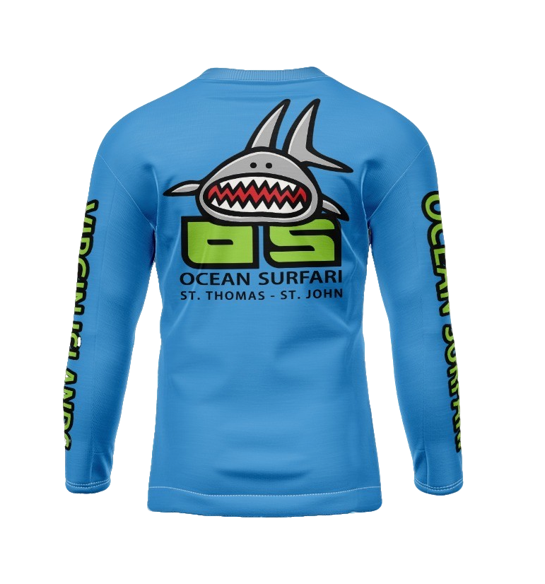 OS USVI SPF 50+ Perf Men's LS Neon Shark SB