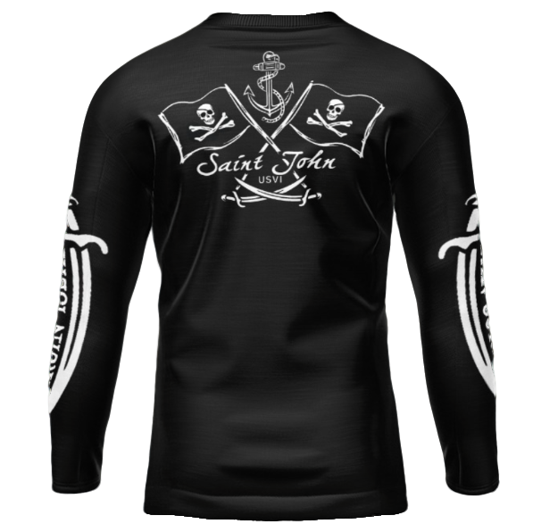 OS USVI SPF 50+ Perf Men's LS Pirate - Black SB