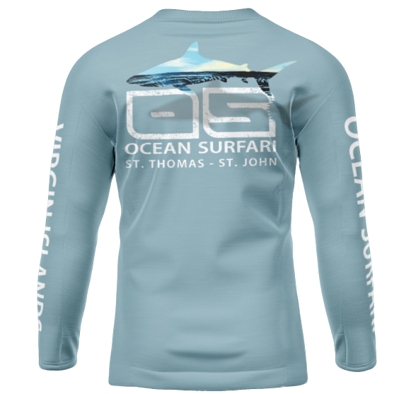 OS USVI SPF 50+ Perf Men's LS Ocean Shark SB
