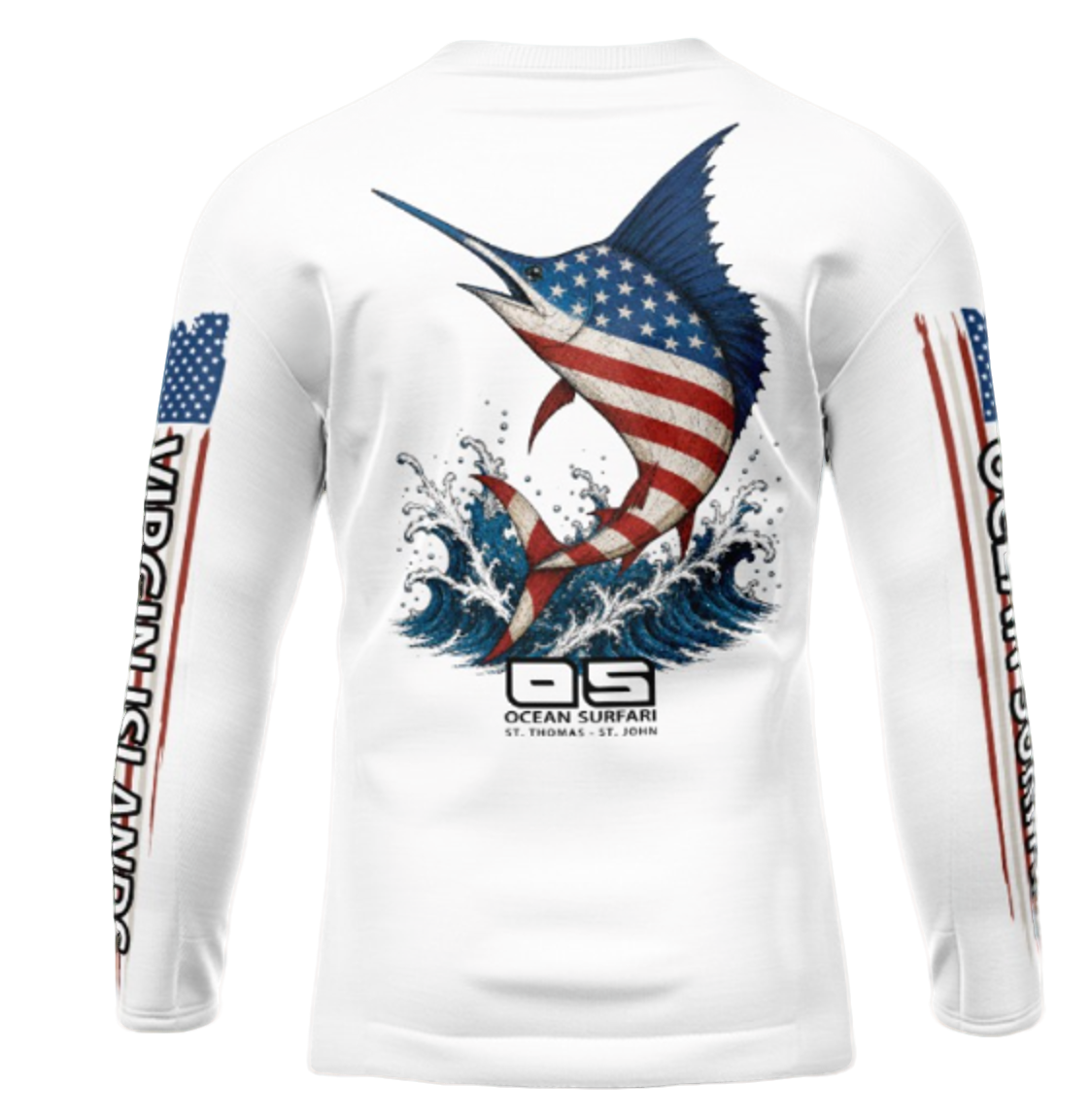 OS USVI SPF 50+ Perf Men's LS USA Marlin SB
