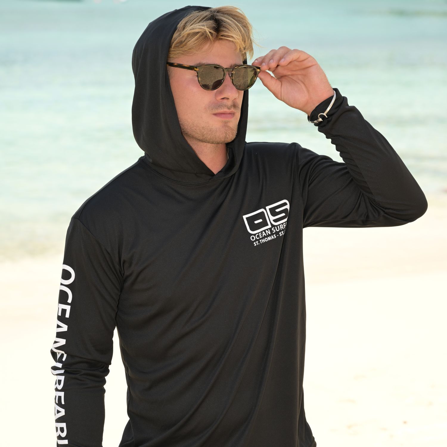 OS USVI SPF 50+ Perf Men's Hoodie Black SB