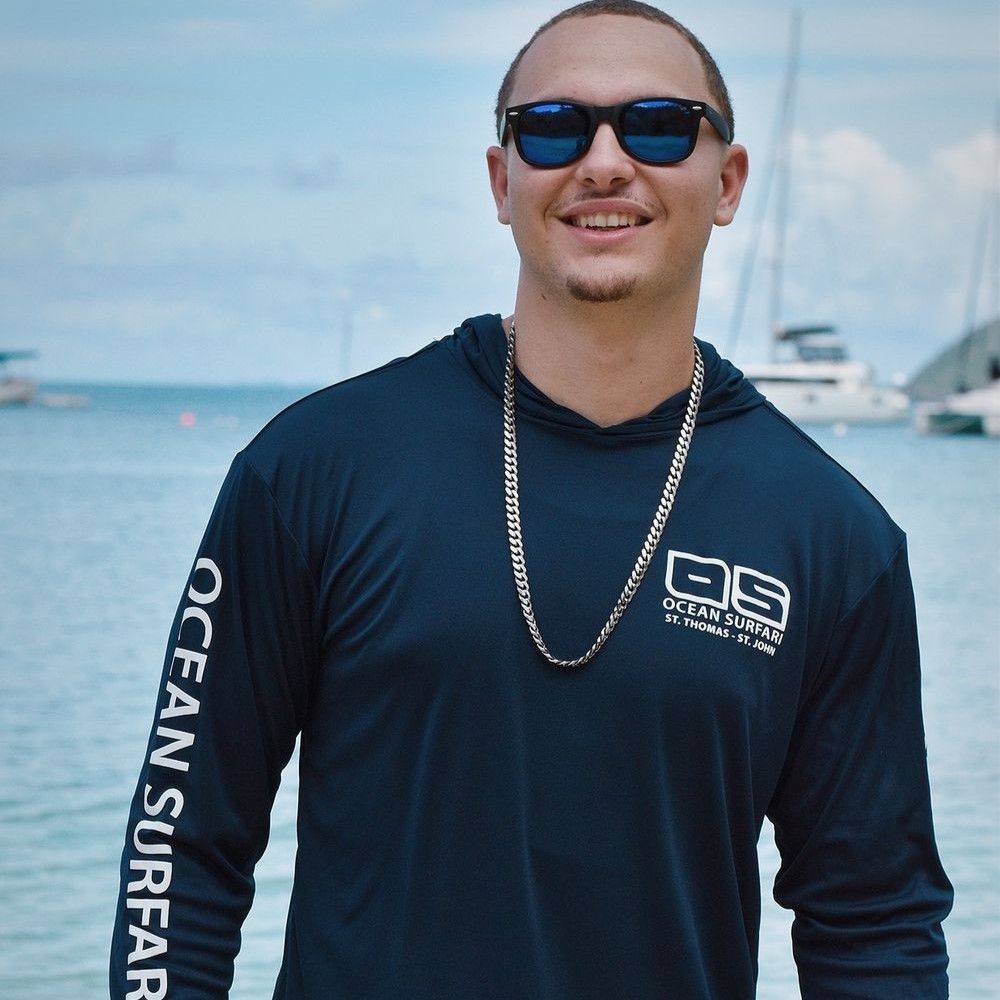 OS USVI SPF 50+ Perf Men's Hoodie Navy SB
