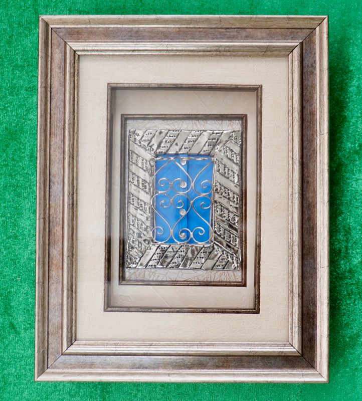 Muurkunst greige blauw