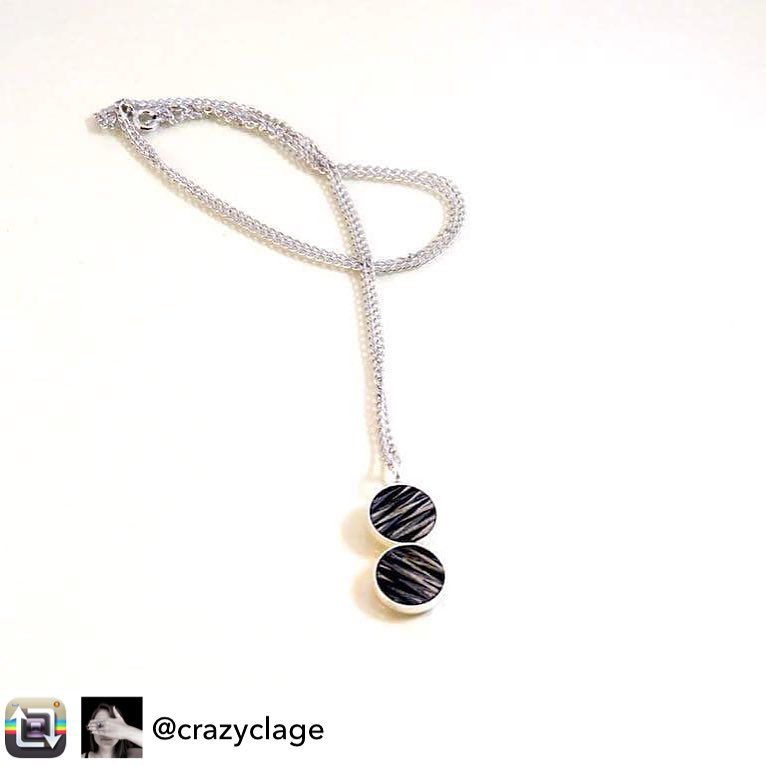 Crazyclage halsketting zilver en gevlochten hout
