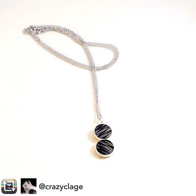 Crazyclage halsketting zilver en gevlochten hout