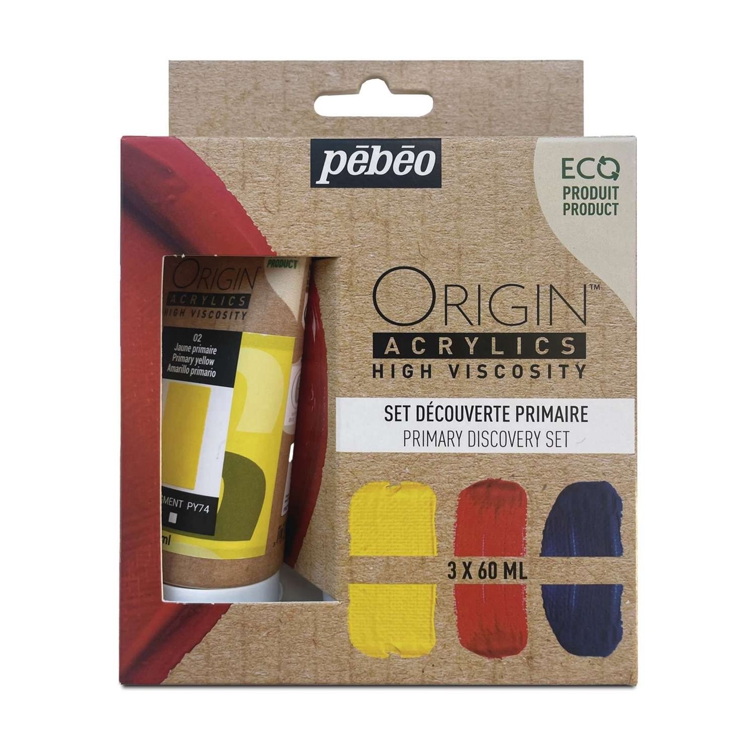 Acrylverf set | Pebeo ontdekkingsset primaire kleuren 3 x 60 ml