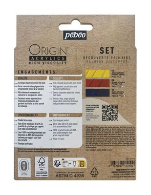 Acrylverf set | Pebeo ontdekkingsset primaire kleuren 3 x 60 ml