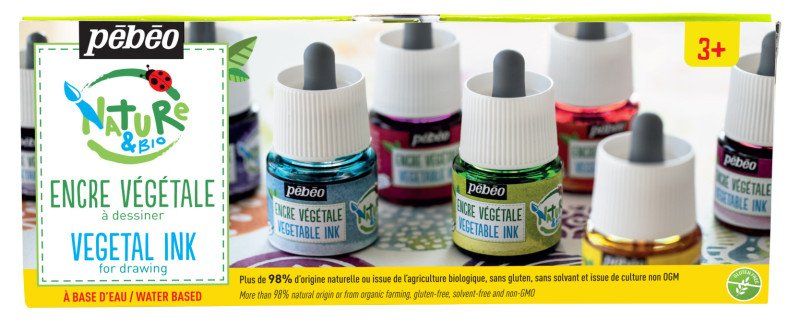 Pebeo plantaardige inkt primaire kleuren 5 x 45 ml