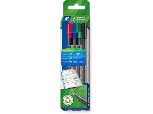 Fineliners Staedtler Triplus eco doosje van 4 stuks assorti