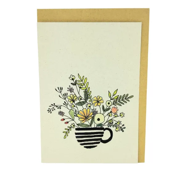 Koffiekopje met bloemen, kaartje Emma Nieke