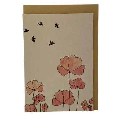 Klaprozen, kaartje met bloemen Emma Nieke