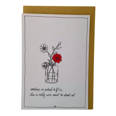 Sometimes we pretend to fit in, kaartje Emma Nieke Sometimes we pretend to fit in, kaartje Emma Nieke