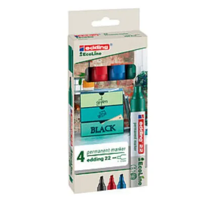 Schuine permanent markers 4 stuks | Edding | 22 Ecoline Schuine permanent markers 4 stuks | Edding | 22 Ecoline