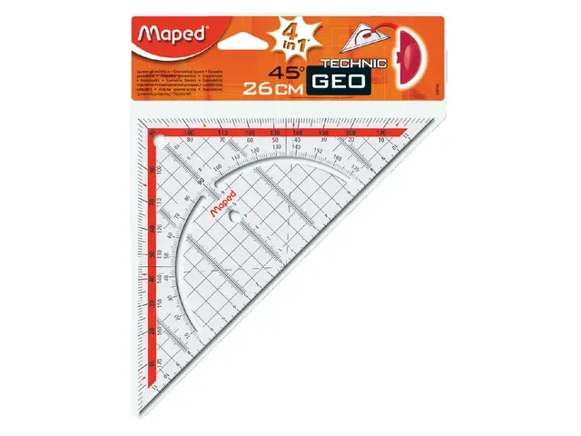 Geodriehoek 26 cm | Maped  | 028700 26cm 45 Graden Transparant