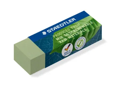 Gum Staedtler Eco 52680 65x23x10mm olijfgroen Gum Staedtler Eco 52680 65x23x10mm olijfgroen
