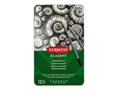 Set van 12 potloden 6B tot 5H | Derwent Academy | blik à 12 stuks