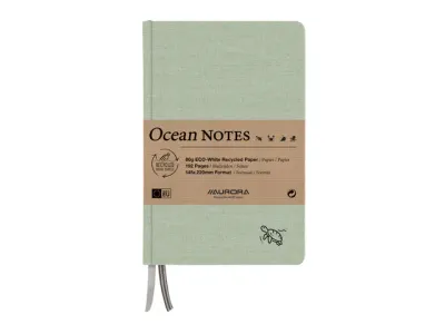 Notitieboek Aurora Ocean A5 192blz lijn 80g  linnenstructuur kaft groen