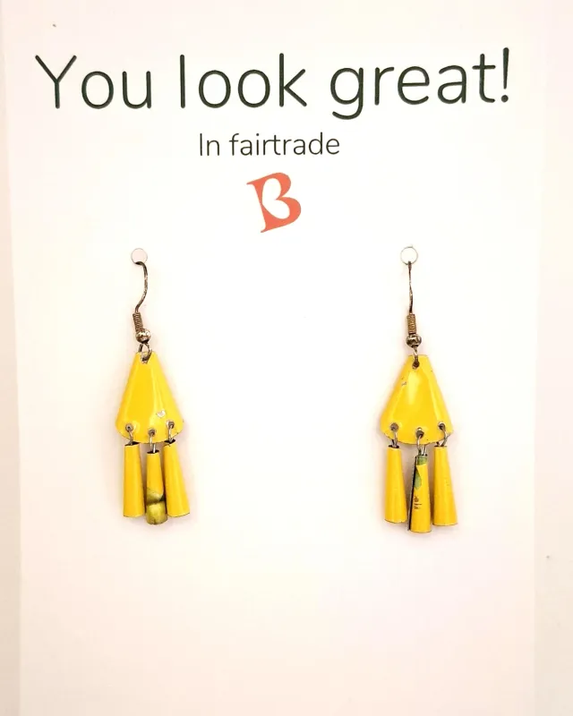 Oorbellen | KIBIBI | blikjes geel | upcycled & fairtrade