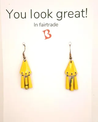 Oorbellen | KIBIBI | blikjes geel | upcycled & fairtrade Oorbellen | KIBIBI | blikjes geel | upcycled & fairtrade