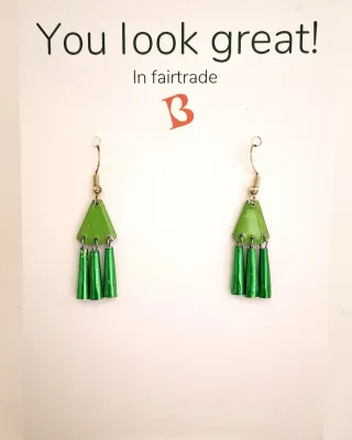 Oorbellen | KIBIBI | blikjes groen | upcycled & fairtrade Oorbellen | KIBIBI | blikjes groen | upcycled & fairtrade
