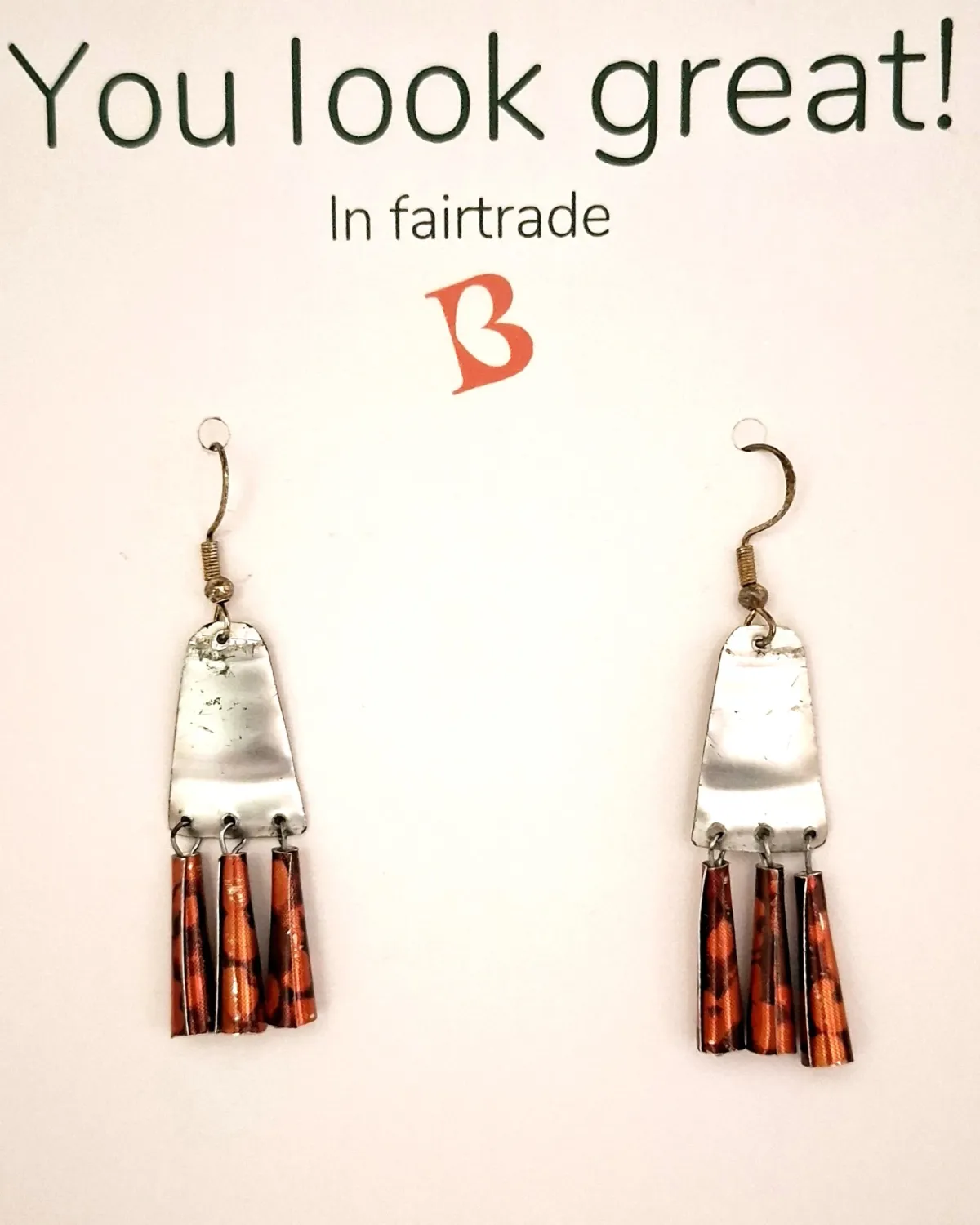 Oorbellen | KIBIBI | blikjes zilver/oranje | upcycled & fairtrade Oorbellen | KIBIBI | blikjes zilver/oranje | upcycled & fairtrade