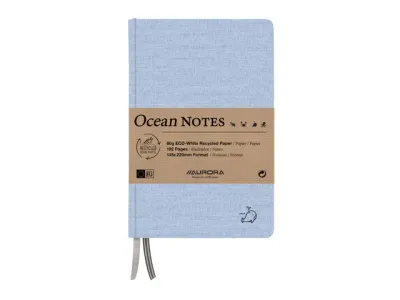 Notitieboek Aurora Ocean A5 192blz lijn 80g linnenstructuur kaft blauw Notitieboek Aurora Ocean A5 192blz lijn 80g linnenstructuur kaft blauw
