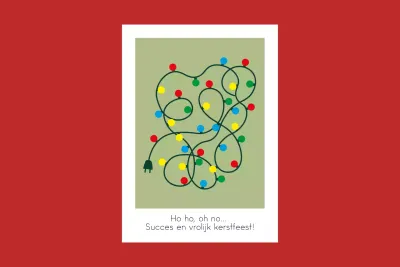 Kerstkaart - Kerstlichtjes in de war | Studio Parkiet Kerstkaart - Kerstlichtjes in de war | Studio Parkiet