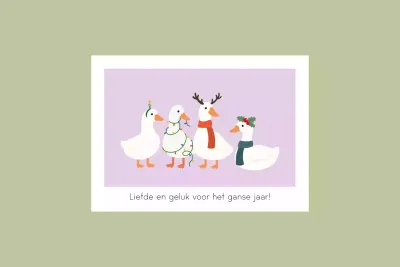 Kerstkaart - Ganzen | Studio Parkiet Kerstkaart - Ganzen | Studio Parkiet