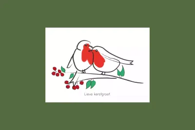 Kerstkaart - Roodborstjes | Studio Parkiet Kerstkaart - Roodborstjes | Studio Parkiet