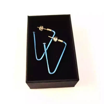 Oorbellen | Crazyclage | blauwe breinaald