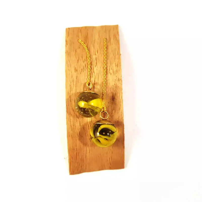 Oorbellen | Crazyclage | Verguld zilver met gele knikkers