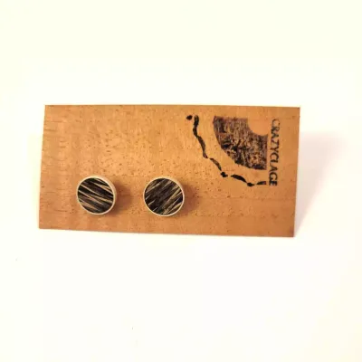 Oorbellen 10mm | Crazyclage | zilver en gevlochten hout