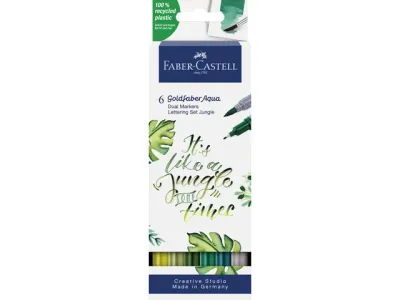 Faber Castell | Duo aquarelmarkers Goldfaber aqua lettering set jungle |etui 6 stuks