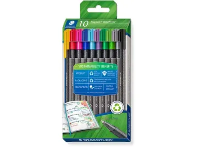 Fineliners Staedtler Triplus eco doosje van 10 stuks assorti