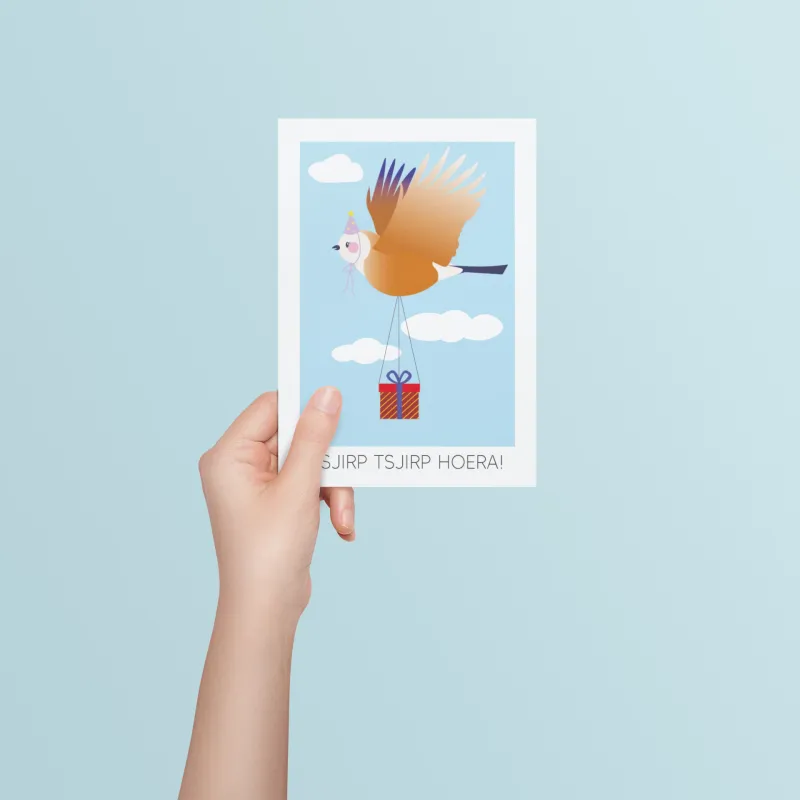 Postkaart - Tsjirp tsjirp hoera | Studio Parkiet