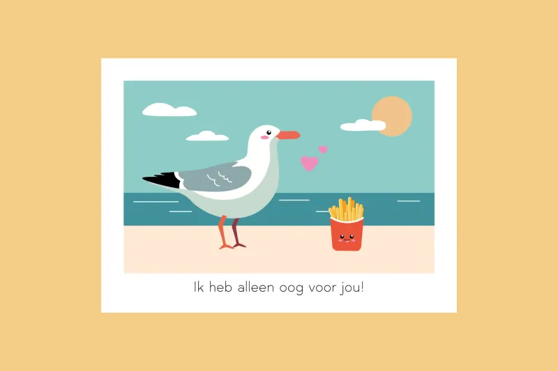 Postkaart - Ik heb alleen oog voor jou! (zeemeeuw) | Studio Parkiet