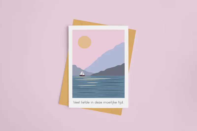 Wenskaart - Veel liefde in deze moeilijke tijd (oceaan) | Studio Parkiet