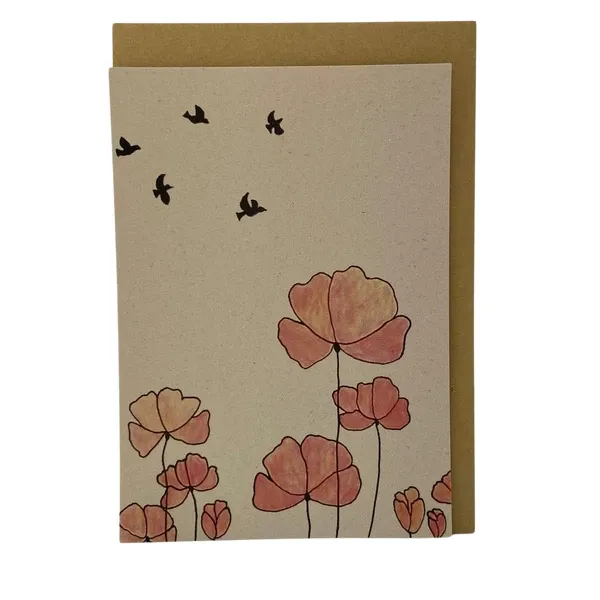 Klaprozen, kaartje met bloemen Emma Nieke