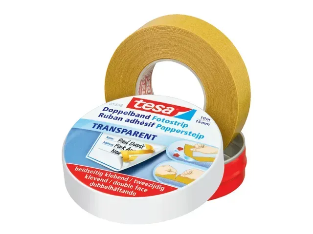 Dubbelzijdige plakband Tesa 15mm x 10m in bewaarblik