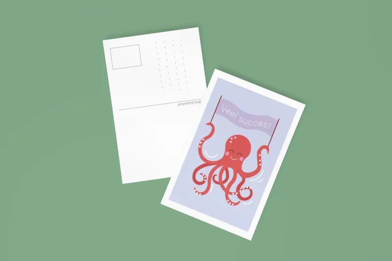 Postkaart - Veel succes Octopus | Studio Parkiet