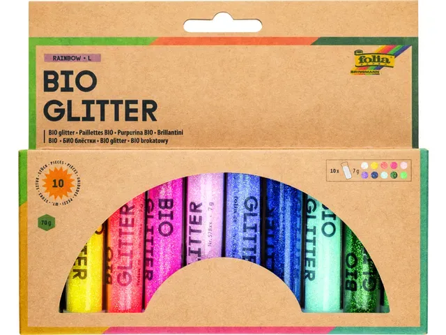 Bioglitter Rainbow | FOLIA | 10 stuks 7gr 10 kleuren Bioglitter Rainbow | FOLIA | 10 stuks 7gr 10 kleuren