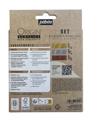 Acrylverf set | Pebeo ontdekkingsset metallic 3 x 60 ml
