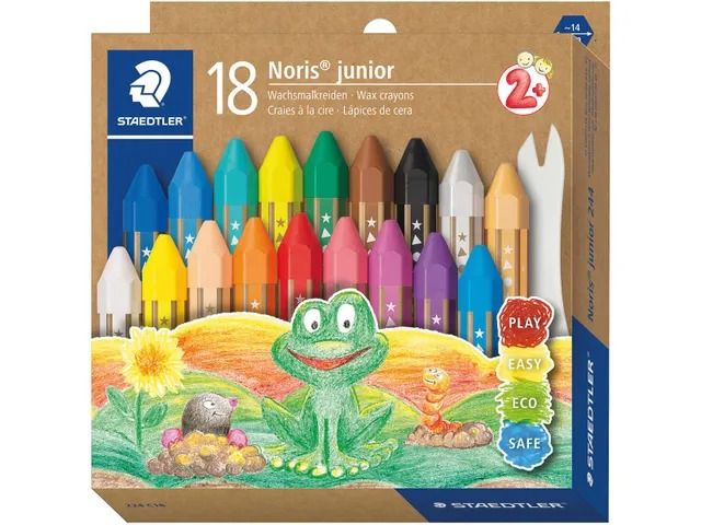 Waskrijtjes Staedtler Noris Junior etui 18 stuks.
