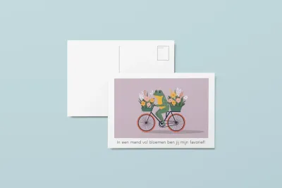 Postkaart - In een mand vol bloemen | Studio Parkiet