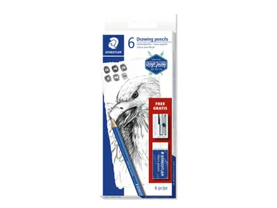 Potlodenset Staedtler Lumograph 100 met gratis gum en slijper Potlodenset Staedtler Lumograph 100 met gratis gum en slijper