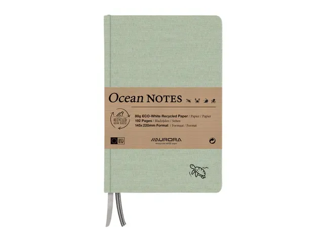 Notitieboek Aurora Ocean A5 192blz lijn 80g  linnenstructuur kaft groen