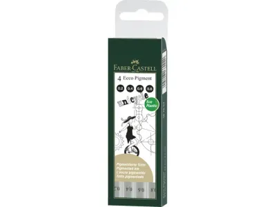 FABER CASTELL | Ecco Pigment 4-delig Etui 0.2 0.4 0.6 0.8
